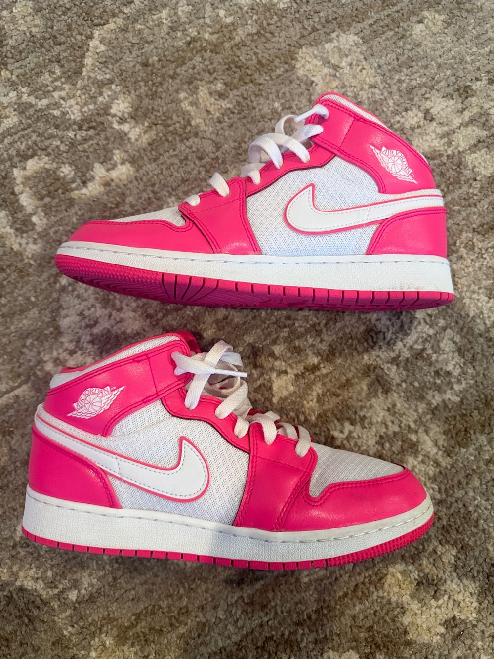 Nike Air Jordan’s Pink and White Mid-Top Sneakers (Girls)